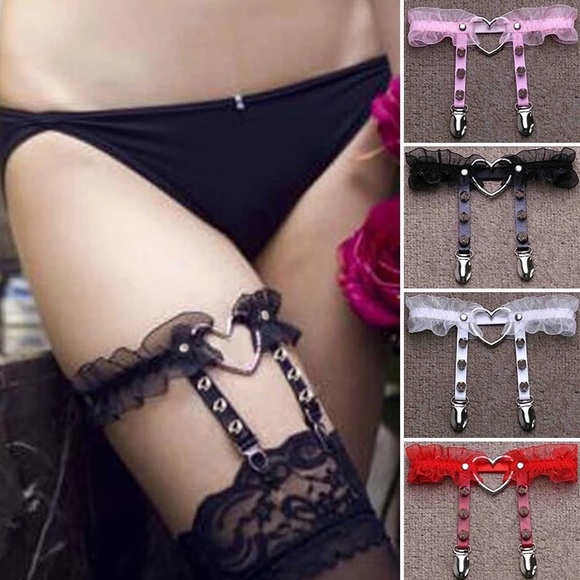 Sexy Women Knee Leg Garter Belt Silver PVC Leather Leg Ring Suspender Intimates main image 1